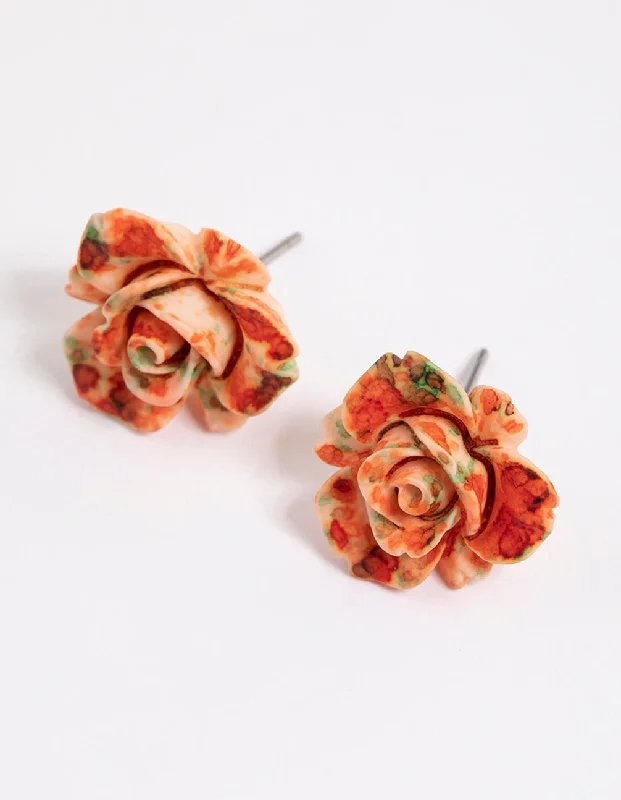 Watercolour Rose Stud Earrings