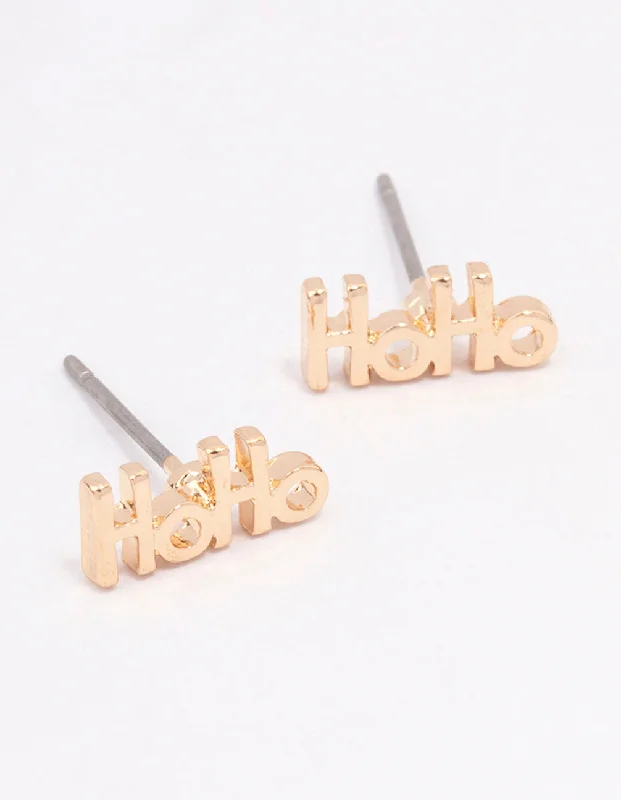 Gold Ho-Ho-Ho Stud Earrings