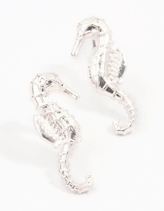 Silver Seahorse Stud Earrings