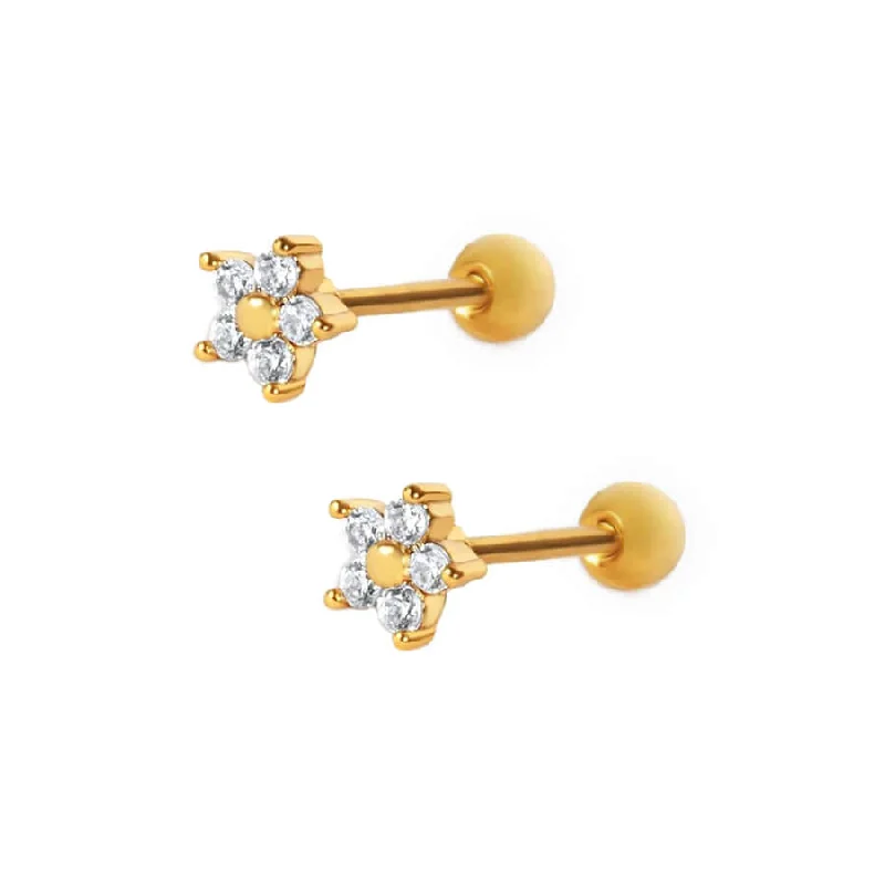 Forget Me Not Piercing Barbell Ball Back Earrings Sleeper Earrings