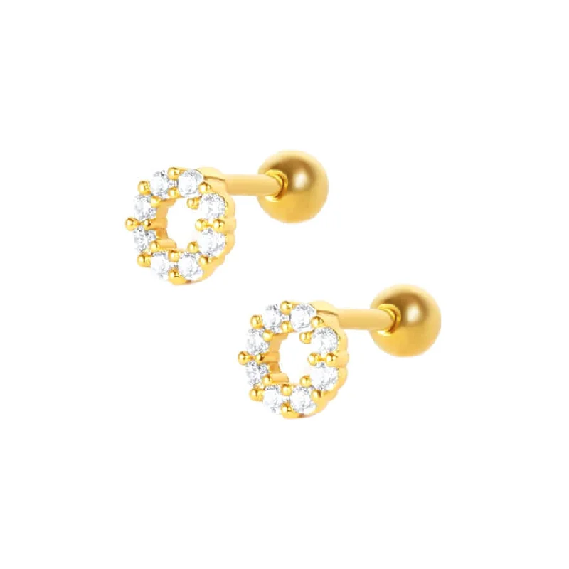 Geo Circle Piercing Barbell Ball Back Earrings Sleeper Earrings