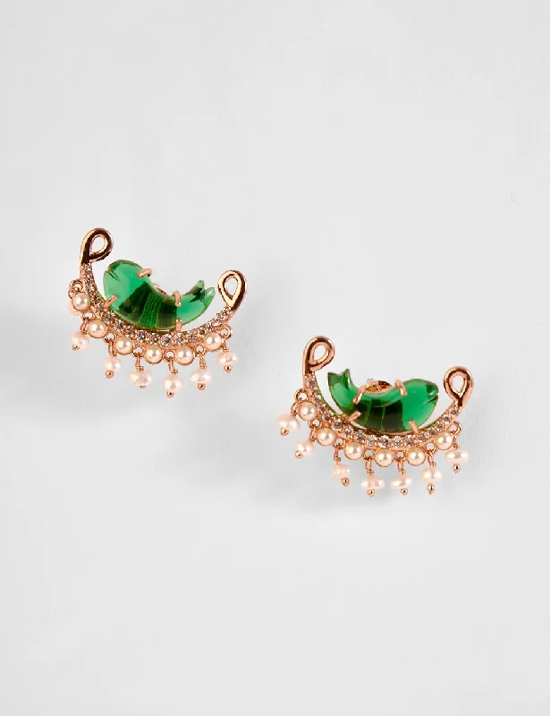 Le Cleo Stud Earrings in Jade Green