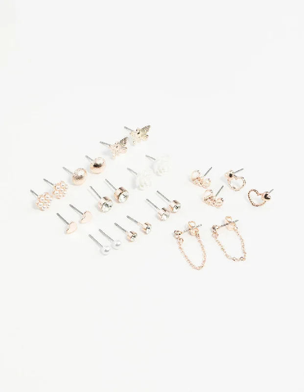 Rose Gold Sweetheart Stud Earring 12-Pack