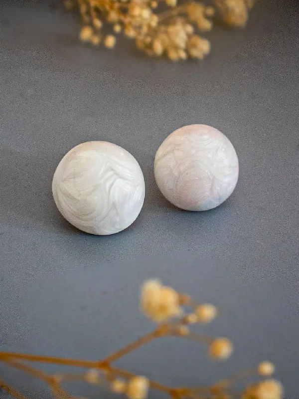 Round Shaped Marble Effet Stud Earrings