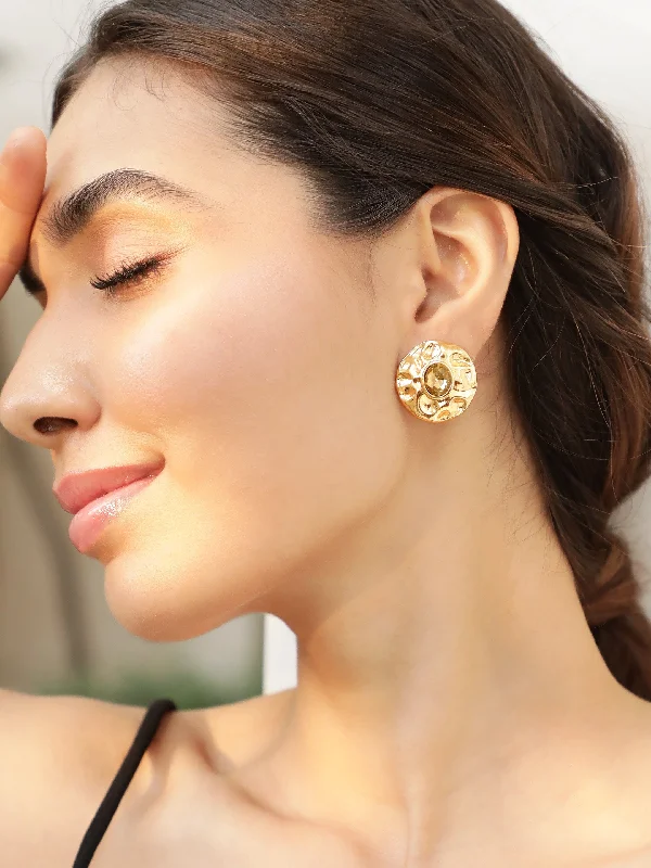 Rubans Voguish Gold-Plated Kundan-Studded Circular Studs Earrings