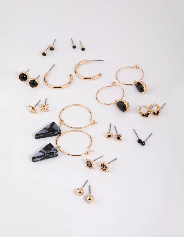 Gold Star Stud & Hoop Earring Pack