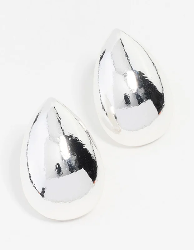 Silver Teardrop Stud Earrings