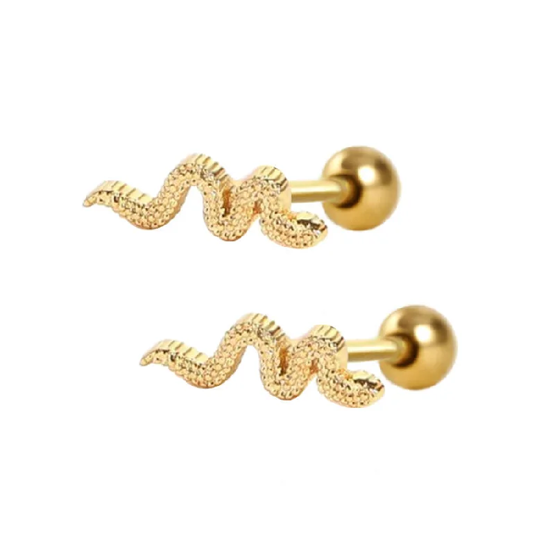 Snake Piercing Barbell Ball Back Earrings Sleeper Earrings