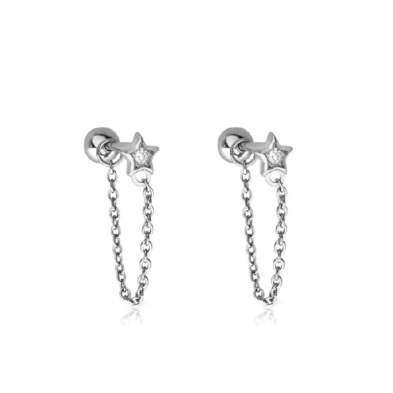 Star Chain Barbell Earring Ball Back Earrings Sleeper Earrings