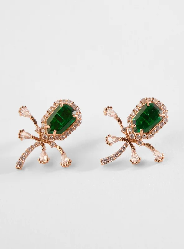 The Faena Mini Stud Earrings in Emerald Green