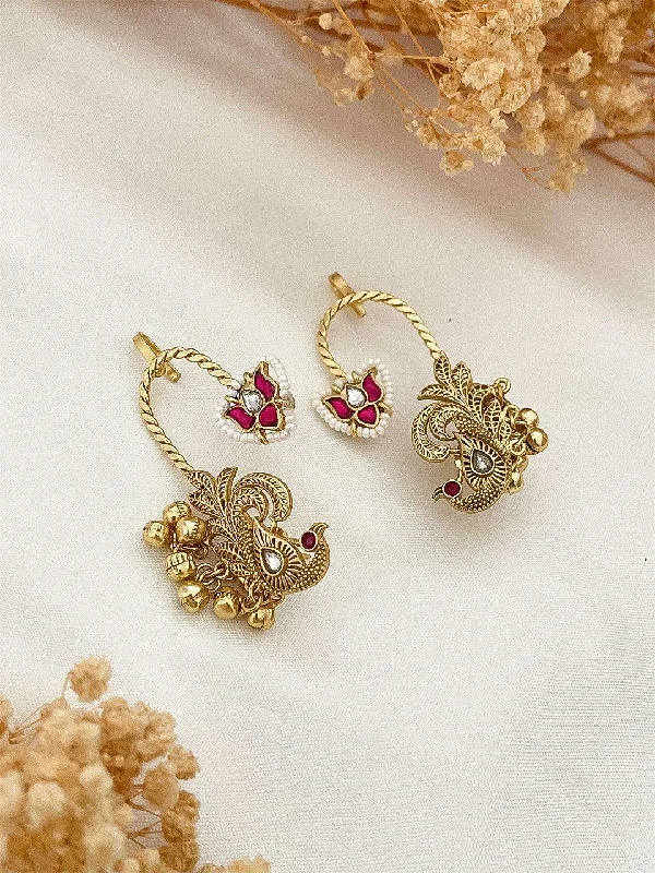 Traditional Golden Peacock Earrings