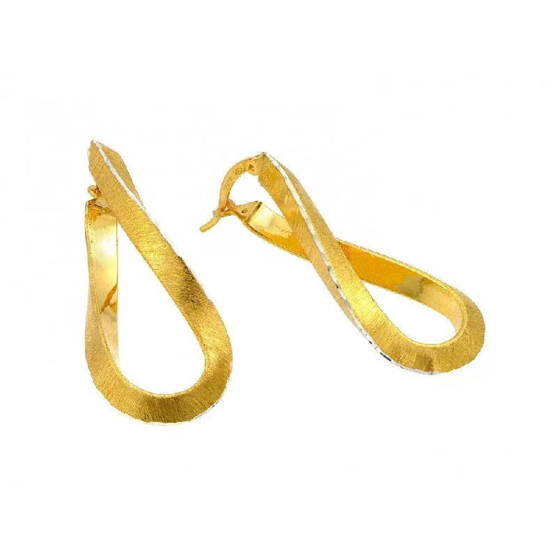 Silver 925 Gold Plated Twisted Italian Stud Earrings - ITE00076GP