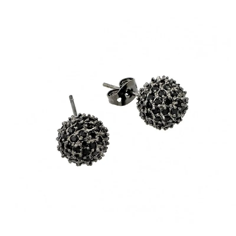 Clearance-Silver 925 Rhodium Plated Black Multi CZ Stud Earrings - BGE00371BLK