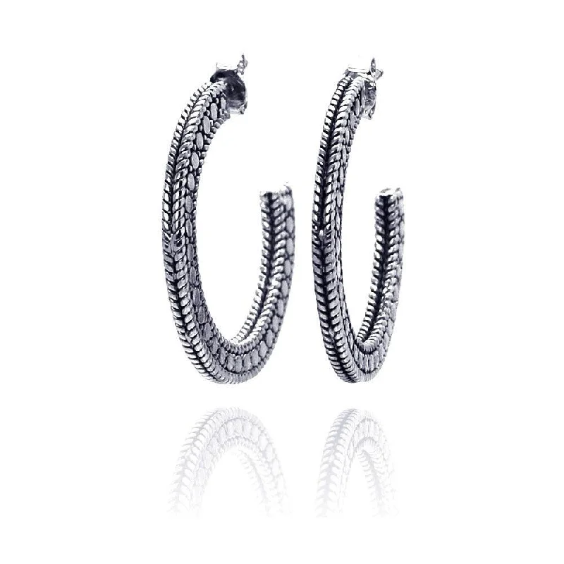 Clearance-Silver 925 Rhodium Plated Braided Stud Earrings - STE00413