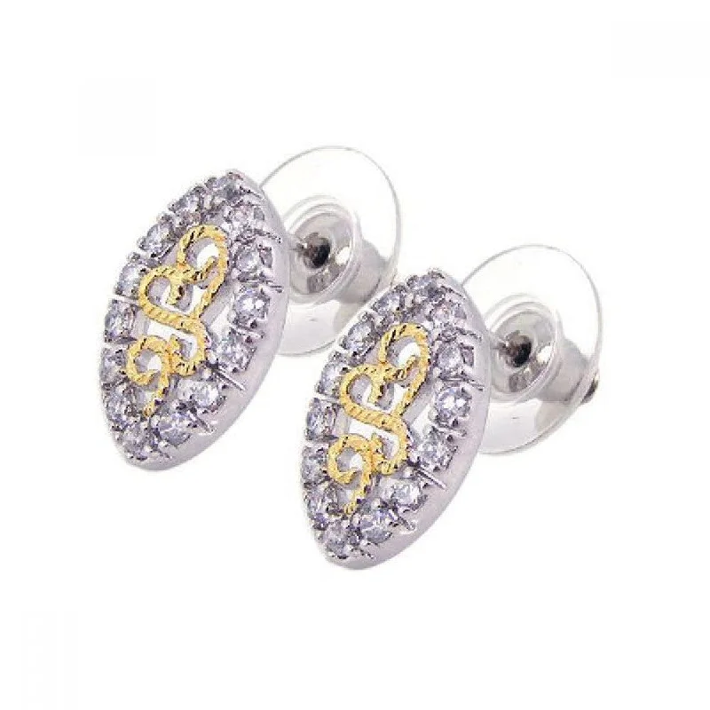 Clearance-Silver 925 Rhodium Plated Clear and Silver Marquis CZ Stud Earrings - BGE00058