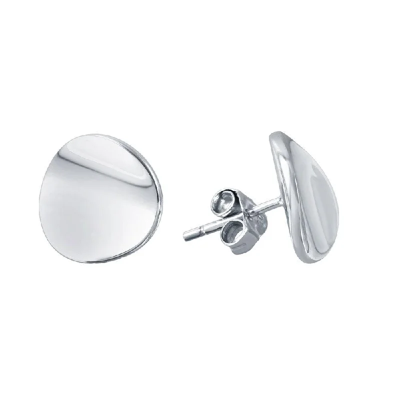 Silver 925 Rhodium Plated Concave Circle Stud Earrings - STE00736