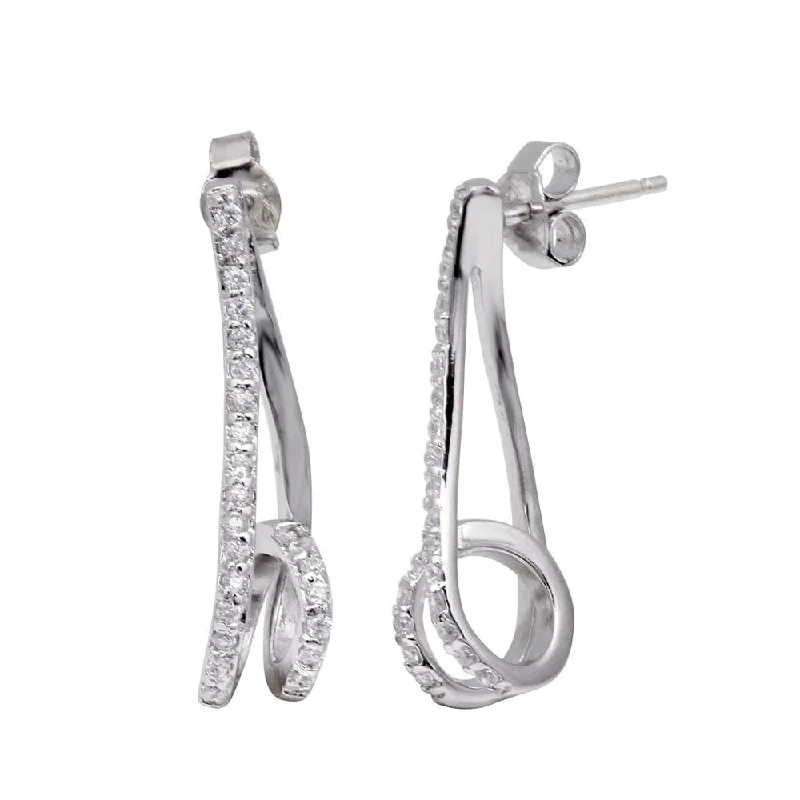 Silver 925 Rhodium Plated CZ Leak Stud Earrings - STE00454