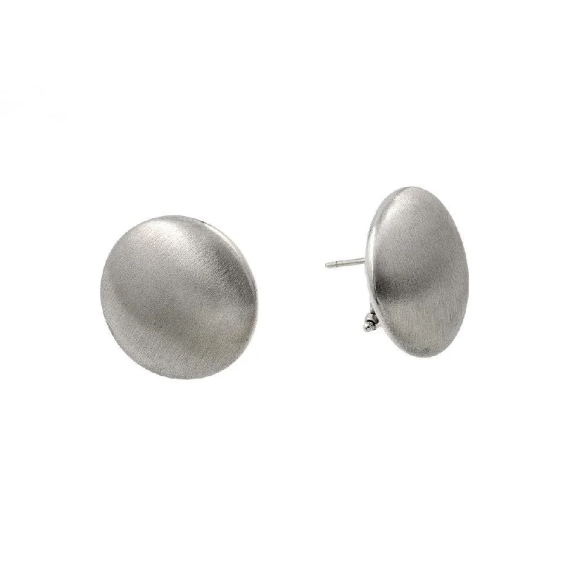 Silver 925 Rhodium Plated Flat Round Stud Earrings - ECE009RH