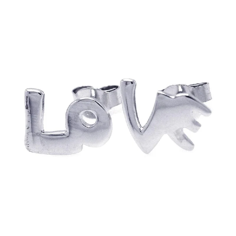 Silver 925 Rhodium Plated Love Stud Earrings - STE00752