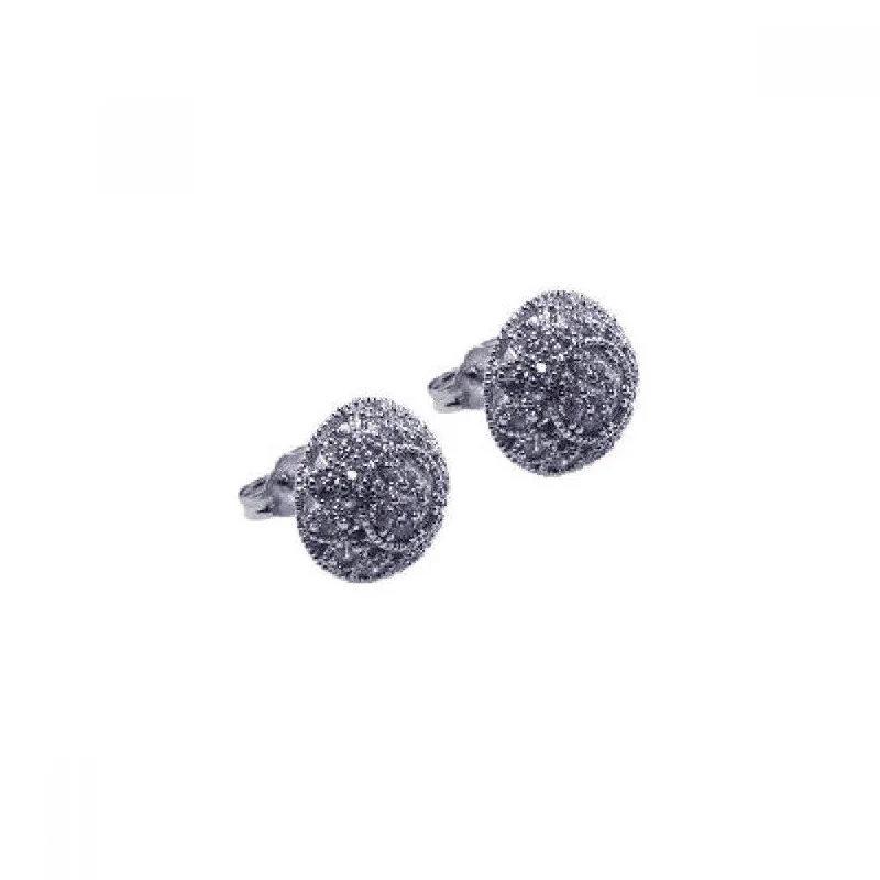 Silver 925 Rhodium Plated Micro Pave Clear CZ Stud Earrings - ACE00006