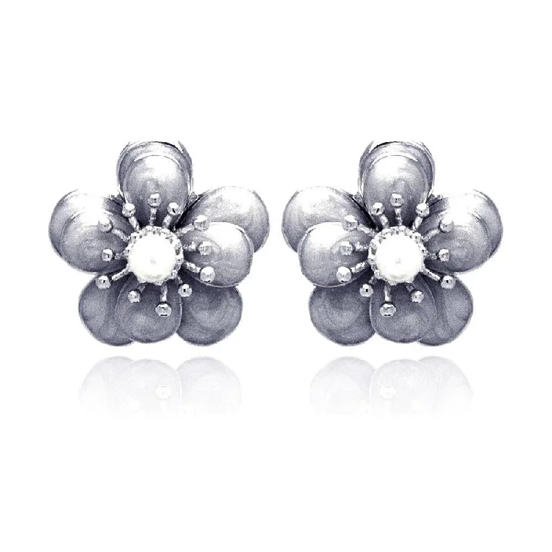 Clearance-Silver 925 Rhodium Plated Multiple Round Clear CZ Stud Earrings - BGE00183