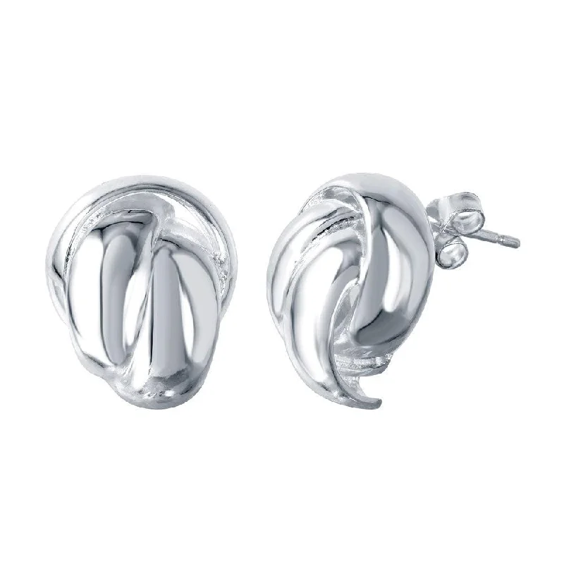 Silver 925 Rhodium Plated Overlapping Stud Earrings - STE00740