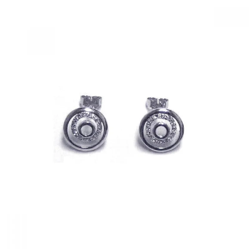 Silver 925 Rhodium Plated Round CZ Stud Earrings - STE00087