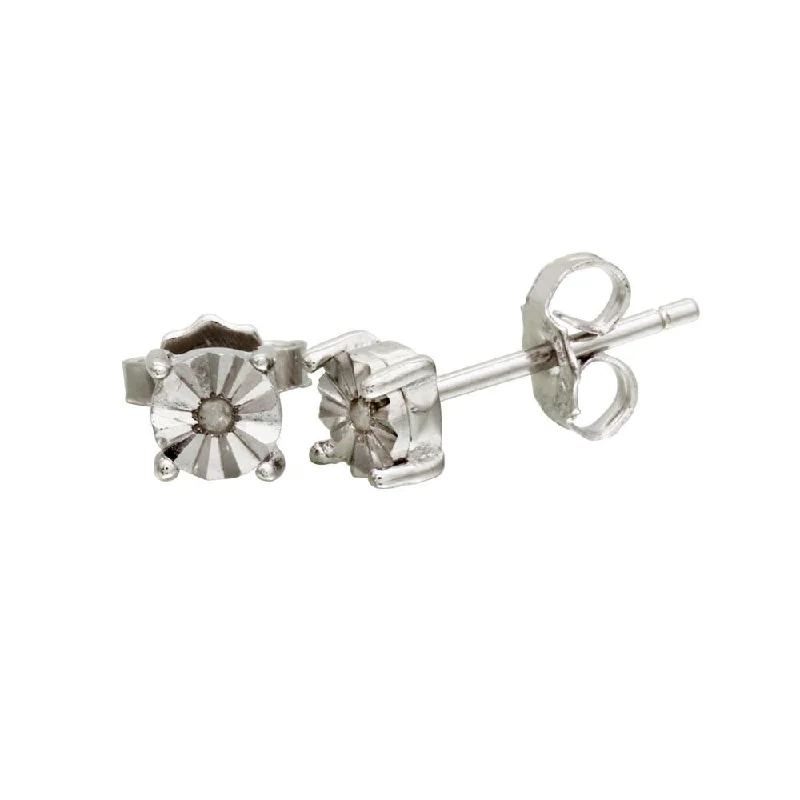 Rhodium Plated 925 Sterling Silver Square Stud Earrings - STE01111