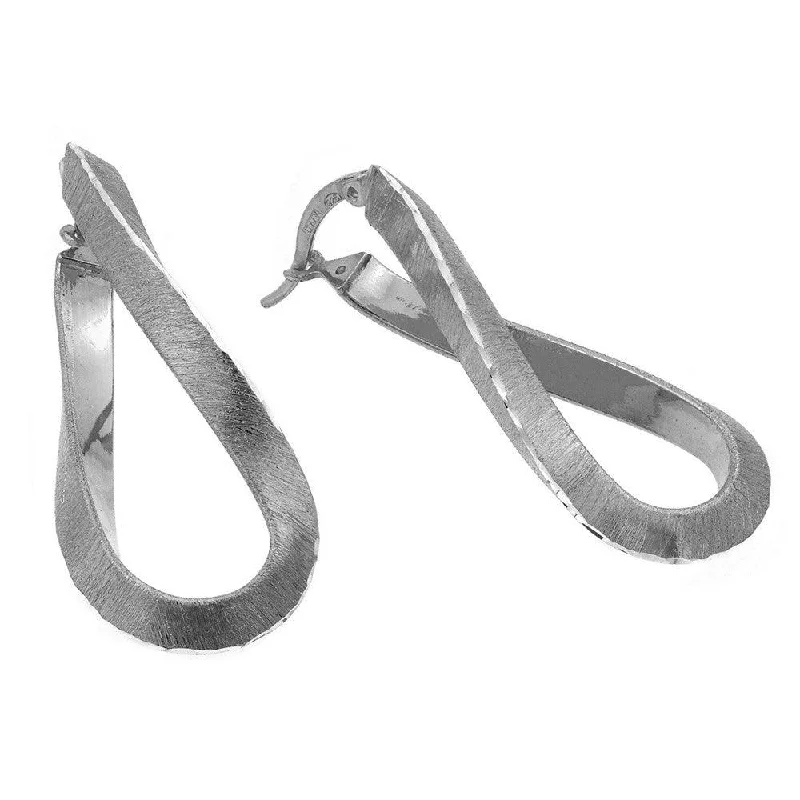 Silver 925 Rhodium Plated Twisted Italian Stud Earrings - ITE00076RH