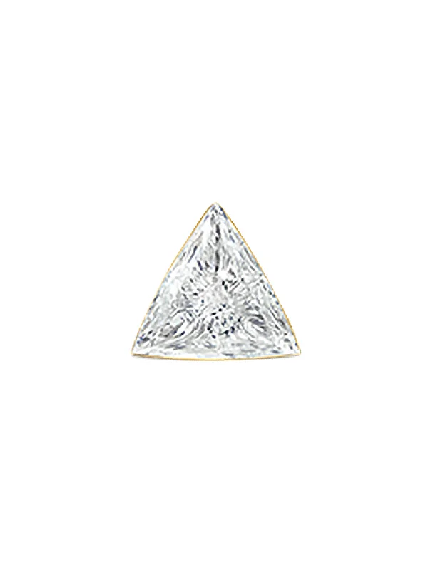 3mm Invisible Set Diamond Triangle Thread Through Yellow Gold Single Earring