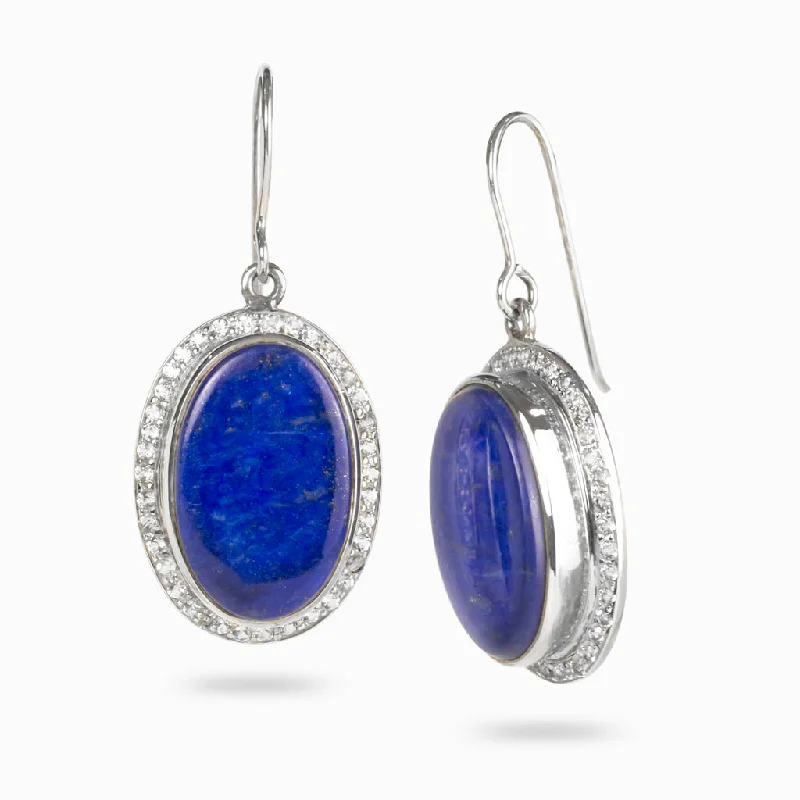 Lapis Lazuli and White Topaz Drop Earrings