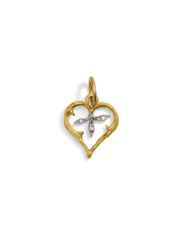 Branched Heart Yellow Gold & Platinum Charm