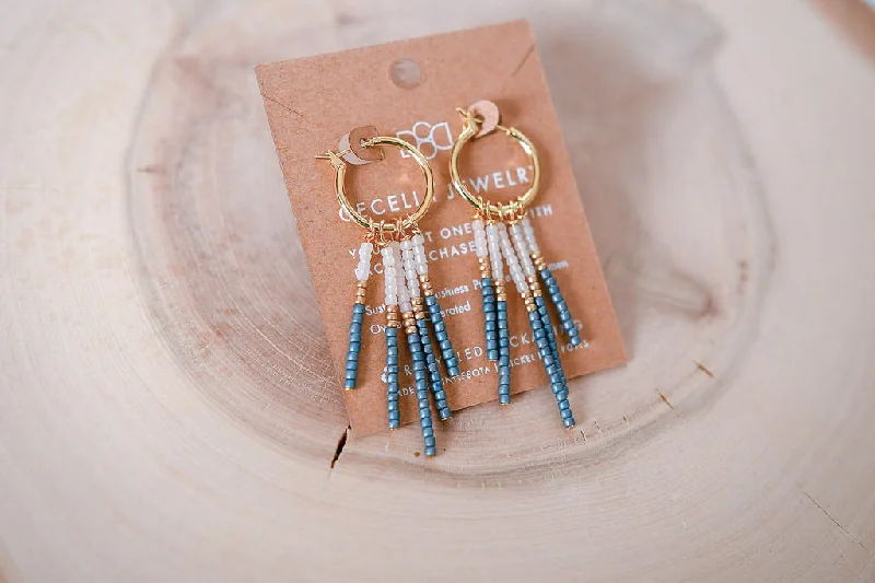 Gold Dust Mediterranean Blue Seed Bead Earrings