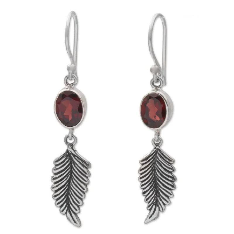 Garnet Dangle Earrings, 'Passionate Hope' (Indonesia) - 1.8*0.3