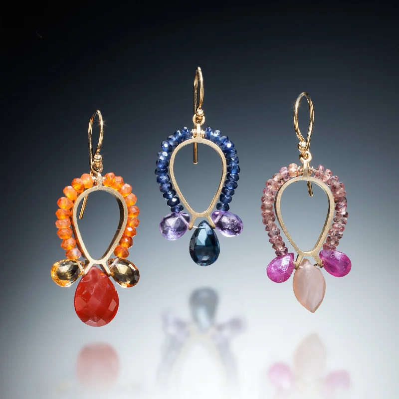 Gemstone Reverse Teardrop Earrings (gold)