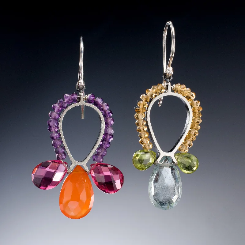 Gemstone Reverse Teardrop Earrings