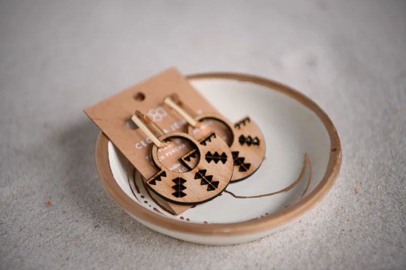 Golden Glow Tribal Wood Earrings