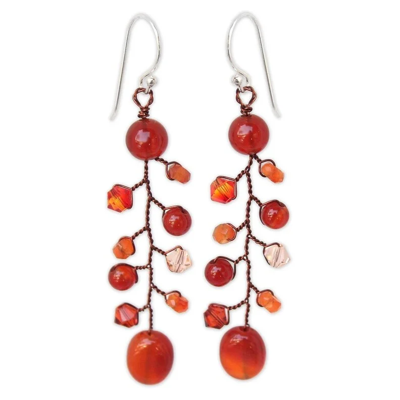 Handmade Carnelian 'Thai Sun' Earrings (Thailand)