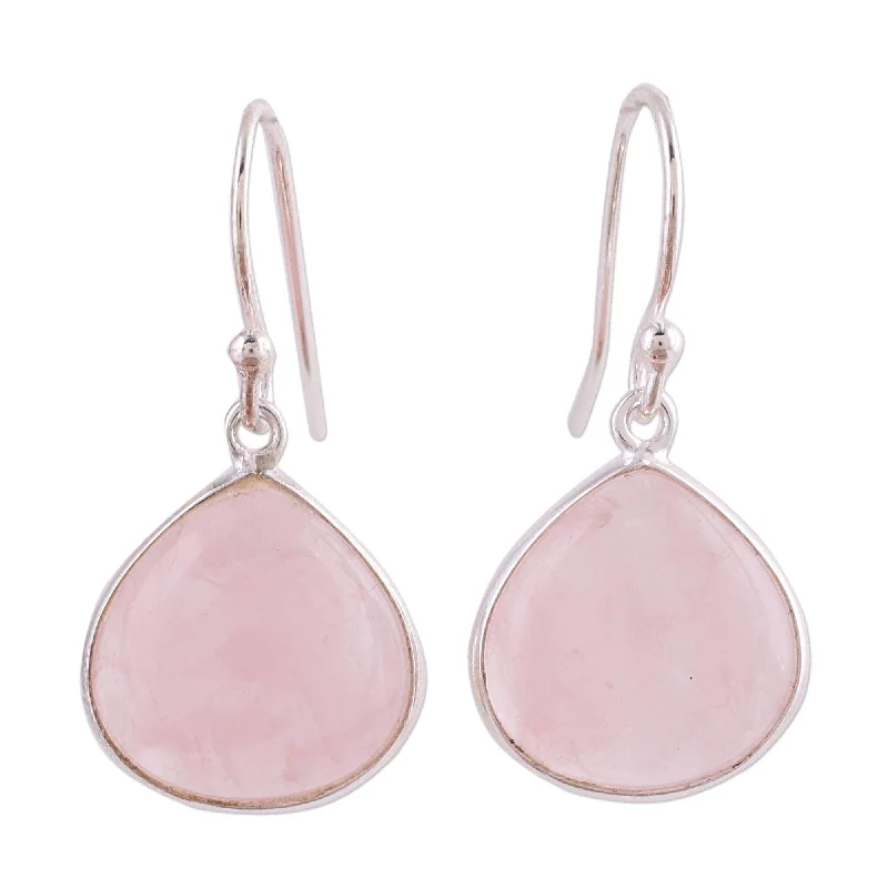 Handmade Dancing Soul Rose Quartz Earrings (India) - 1.2*0.6