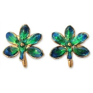 Handmade Goldplated Brass 'Aqua Perfection' Orchid Earrings (Thailand)