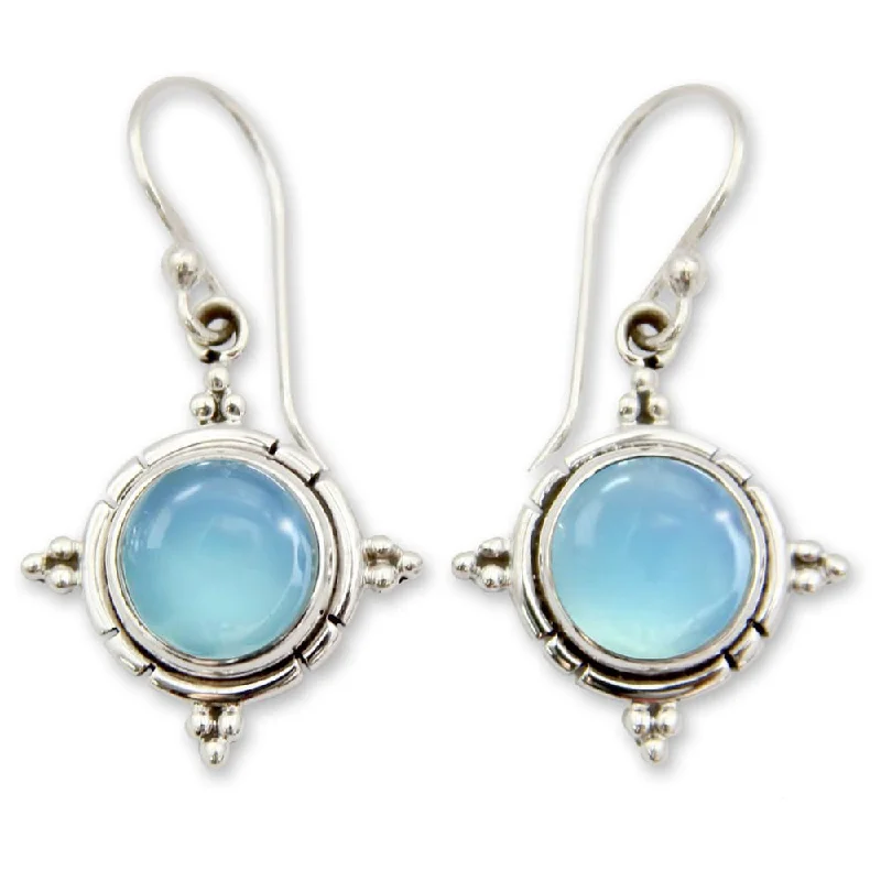 Handmade Sterling Silver 'Endless Sky' Chalcedony Earrings (India)