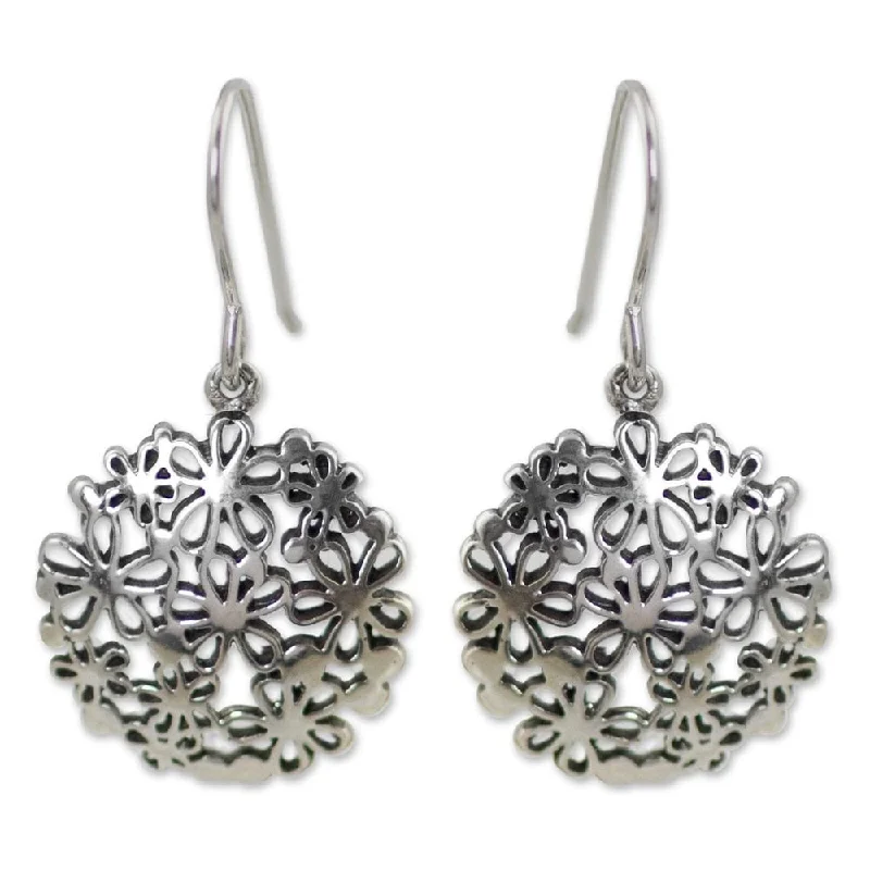 Handmade Sterling Silver 'Hydrangea' Earrings (Thailand) - 1.1L*0.6W