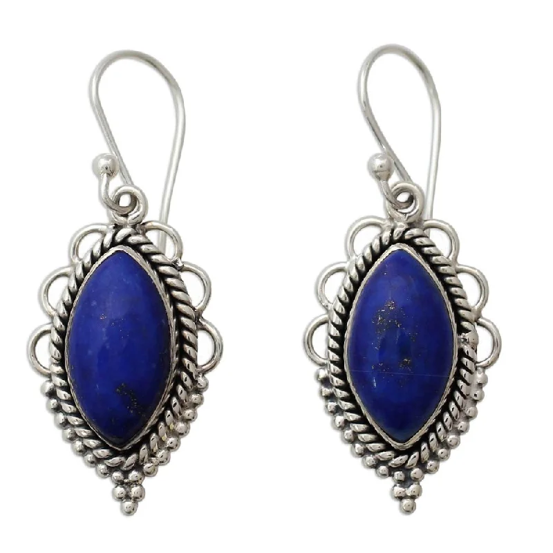 Handmade Sterling Silver 'Indian Ocean' Lapis Lazuli Earrings (India)