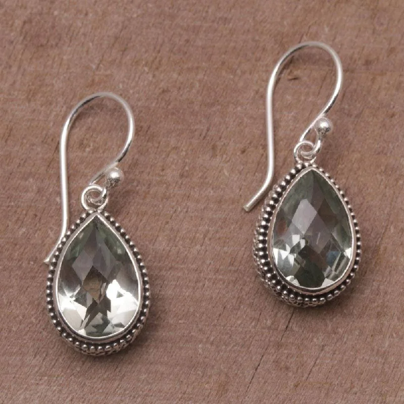 Handmade Sterling Silver 'Sparkling Spring' Prasiolite Earrings (Indonesia) - 1.2L*0.4W