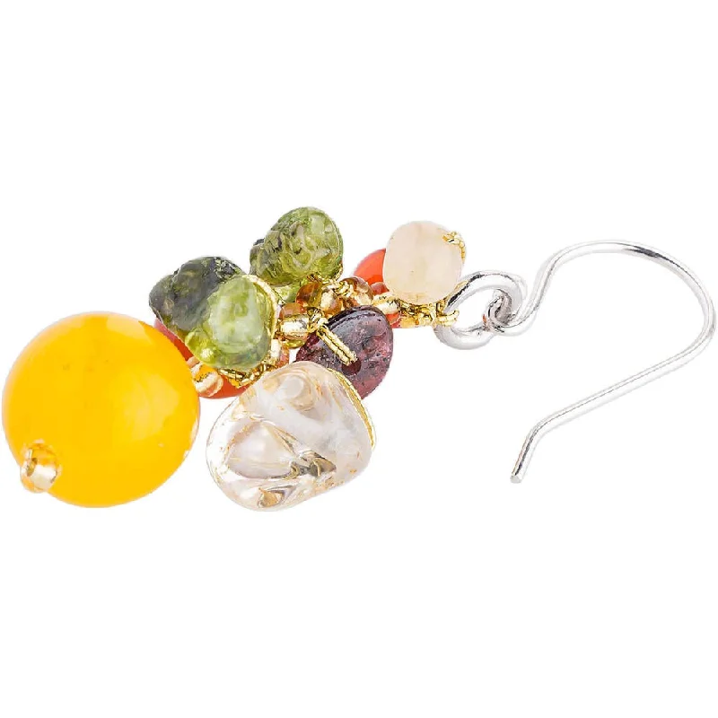 Handmade Sterling Silver 'Sweet Tropics' Multi-gemstone Earrings (Thailand)