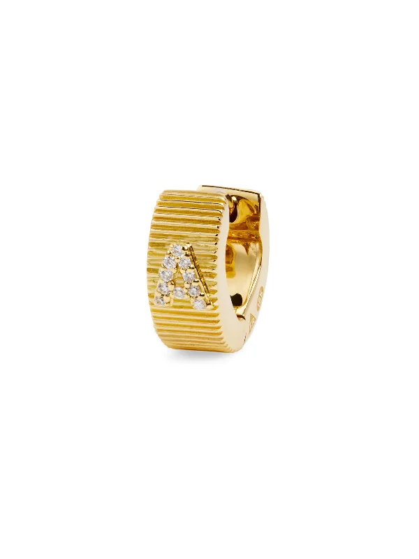 Initial Huggie Yellow Gold Earring