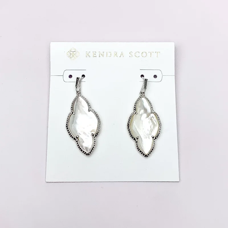 Kendra Scott | Abbie Silver Drop Earrings in Ivory Mother of Pearl