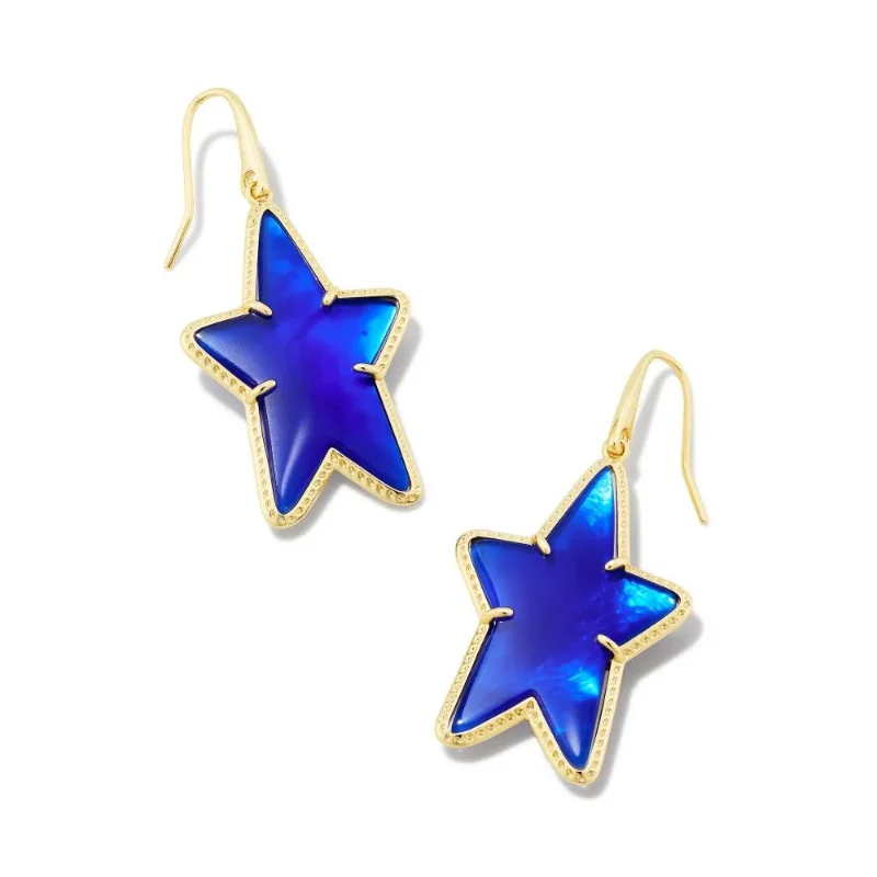 Kendra Scott | Ada Gold Star Drop Earrings in Cobalt Blue Illusion