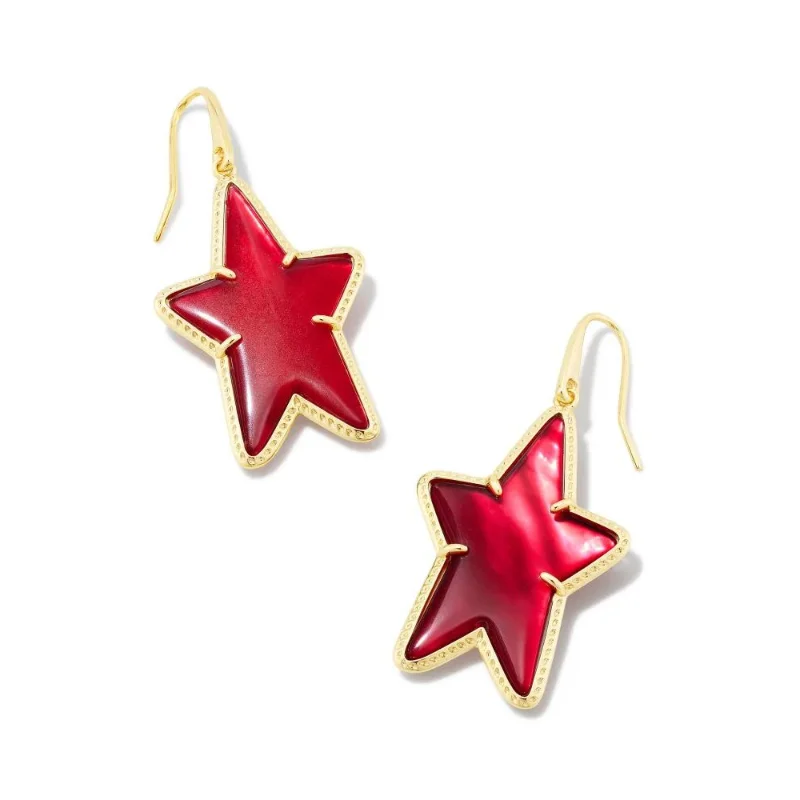 Kendra Scott | Ada Gold Star Drop Earrings in Cranberry Illusion