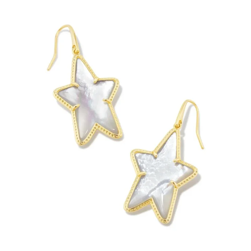 Kendra Scott | Ada Gold Star Drop Earrings in Ivory Mother-of-Pearl